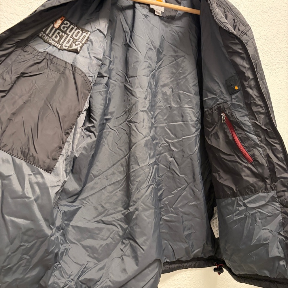 Carhartt Puffer Coat Jacket Mens Size Medium black embroidered hops & grain logo - Picture 12 of 12